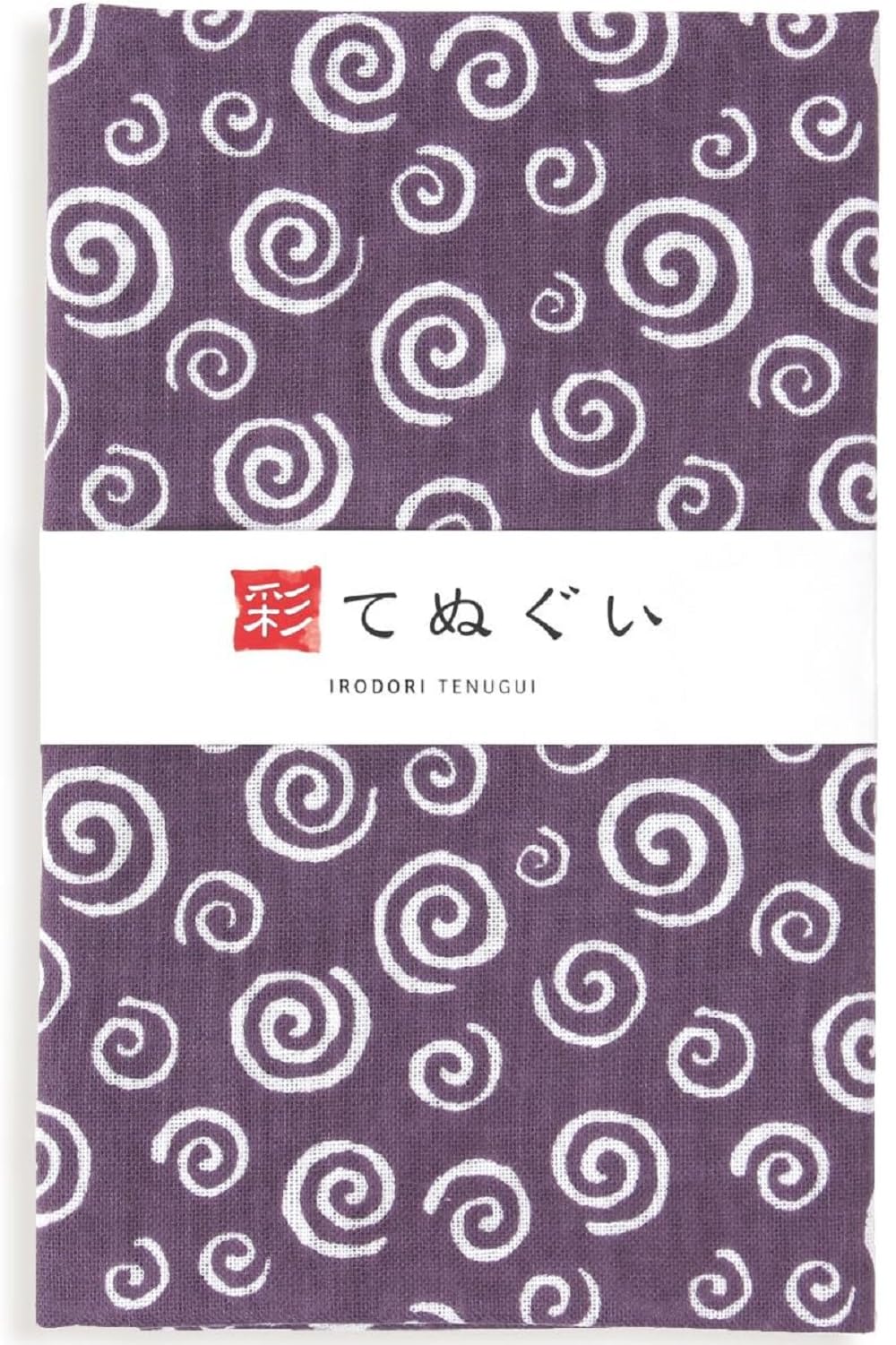 irodori Japanese Traditional Towel Tenugui Uzumaki (Swirl) 12.99 x 34.64 in with Tenugui Iroha (English Manual) Without Fray Prevention
