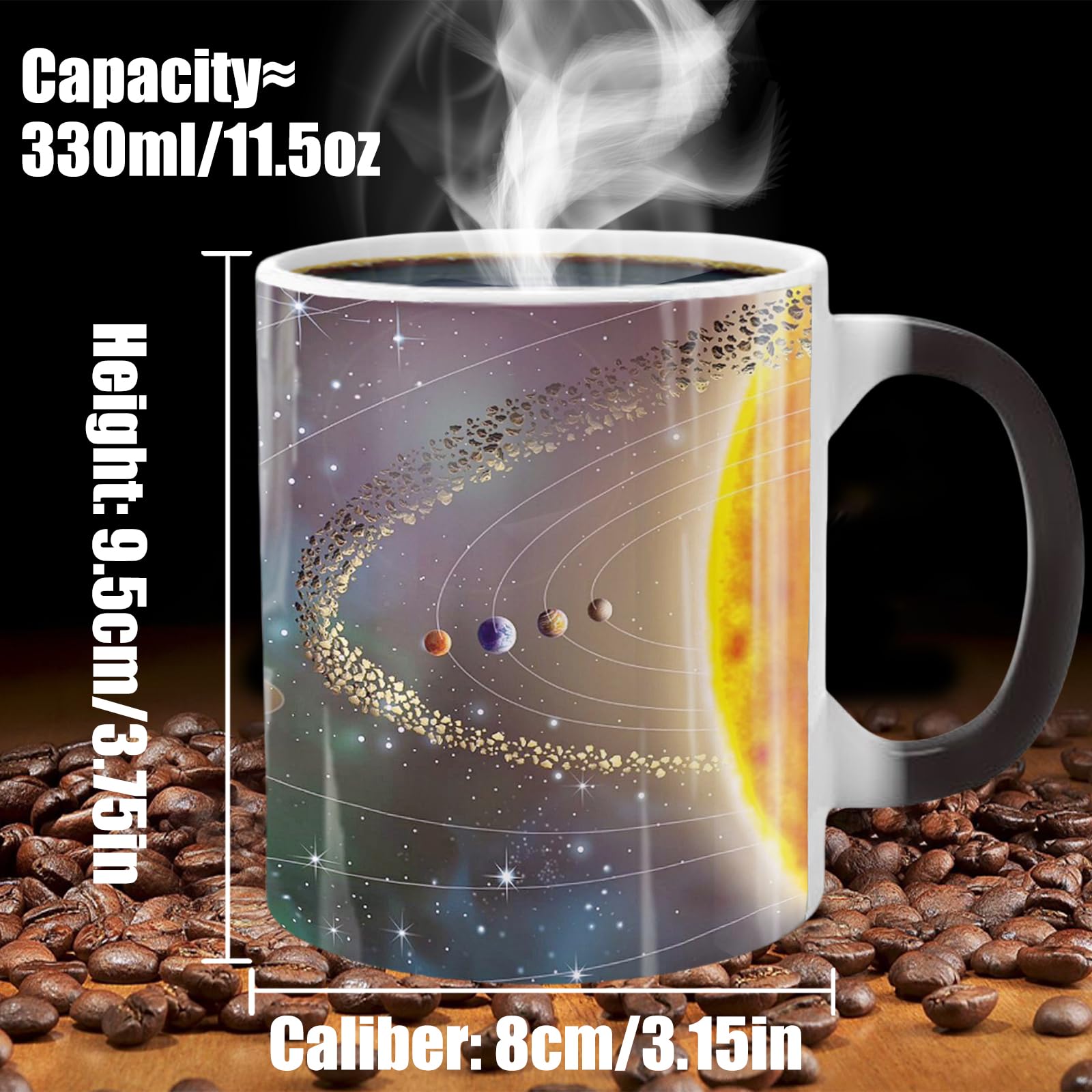 Magic Mug Sonnensystem Farbwechseltasse – 12 Oz, Thermochrom, Zeigt Sternenhimmel & Planeten Bei Hitze