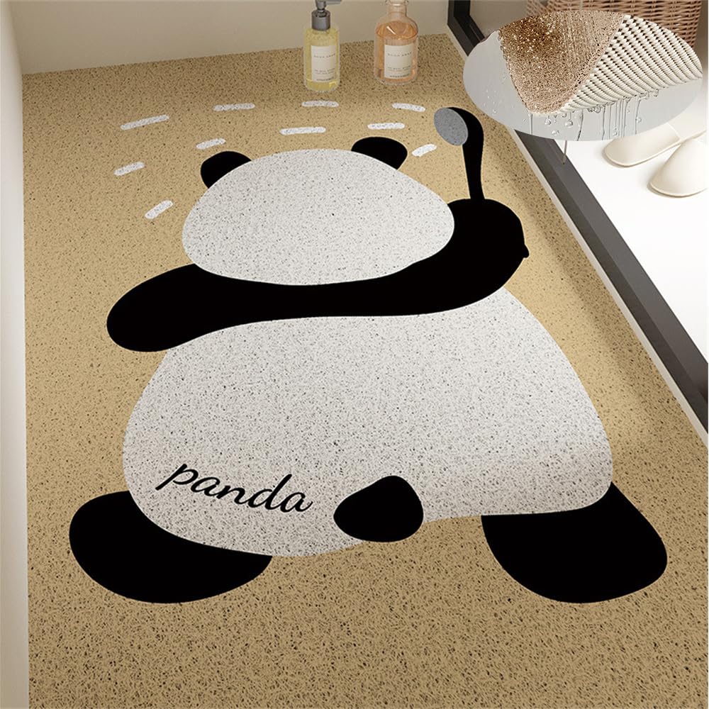 Alfombrilla de Ducha Antideslizante para Interiores, Alfombrilla de baño de lufa de PVC Suave con Estampado de Panda, con desagüe, Lavable y de Secado rápido, se Puede Cortar a Medida para b