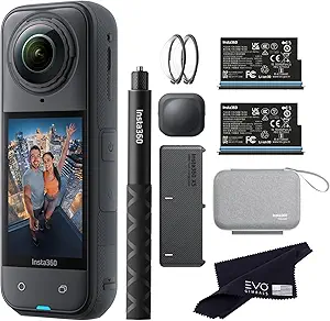 Insta360 X5 Essentials Bundle-8K Waterproof 360 Action Camera|Bundle Includes Selfie Stick, Extra Battery, Utility Fast Charge Case, Standard Lens Guards, Lens Cap, Carry Case(No Card)