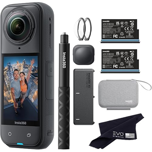 Insta360 X5 Essentials Bundle-8K Waterproof 360 Action Camera|Bundle Includes Selfie Stick, Extra Battery, Utility Fast Charge Case, Standard Lens Guards, Lens Cap, Carry Case(No Card)