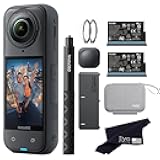 Insta360 X5 Essentials Bundle-8K Waterproof 360 Action Camera|Bundle Includes Selfie Stick, Extra Battery, Utility Fast Charge Case, Standard Lens Guards, Lens Cap, Carry Case(No Card)