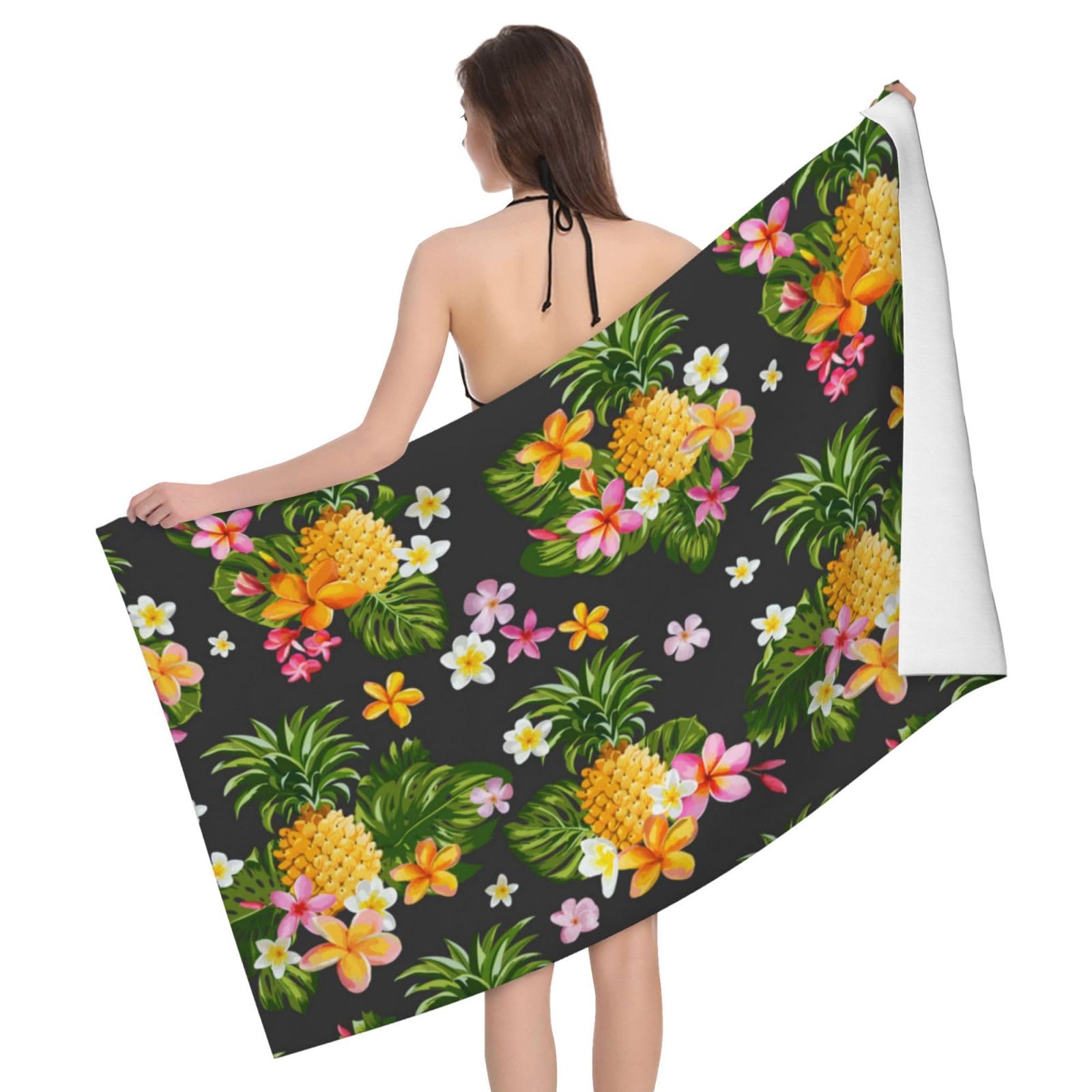 LSRCPD Microfiber Beach Towels For Adults Kids, Tropical Pine Hawaiian Bath Towels, Oversized Sand Free Towel, Absorbent Quick Dry Beach Towels For Travel Swimming Camping Yoga Gym Sports, 130x80cm