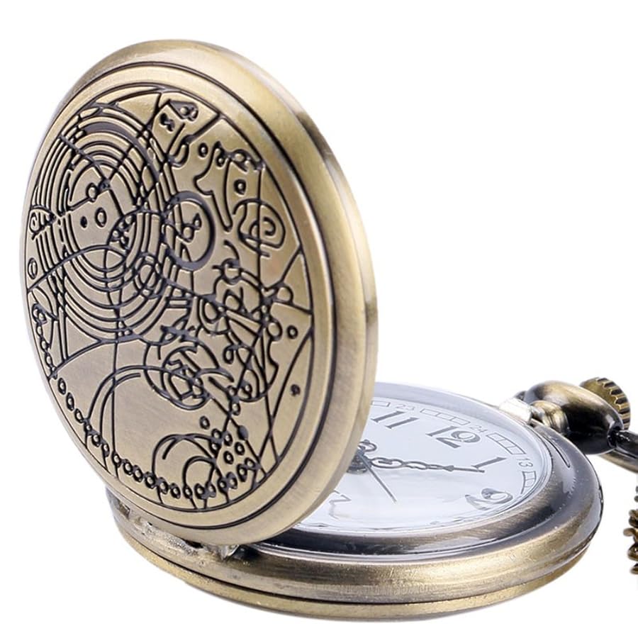 Orologio Da Tasca Doctor Who Stile Vintage - In Bronzo Con Catena, Regalo Originale Per Uomini - Foto 3