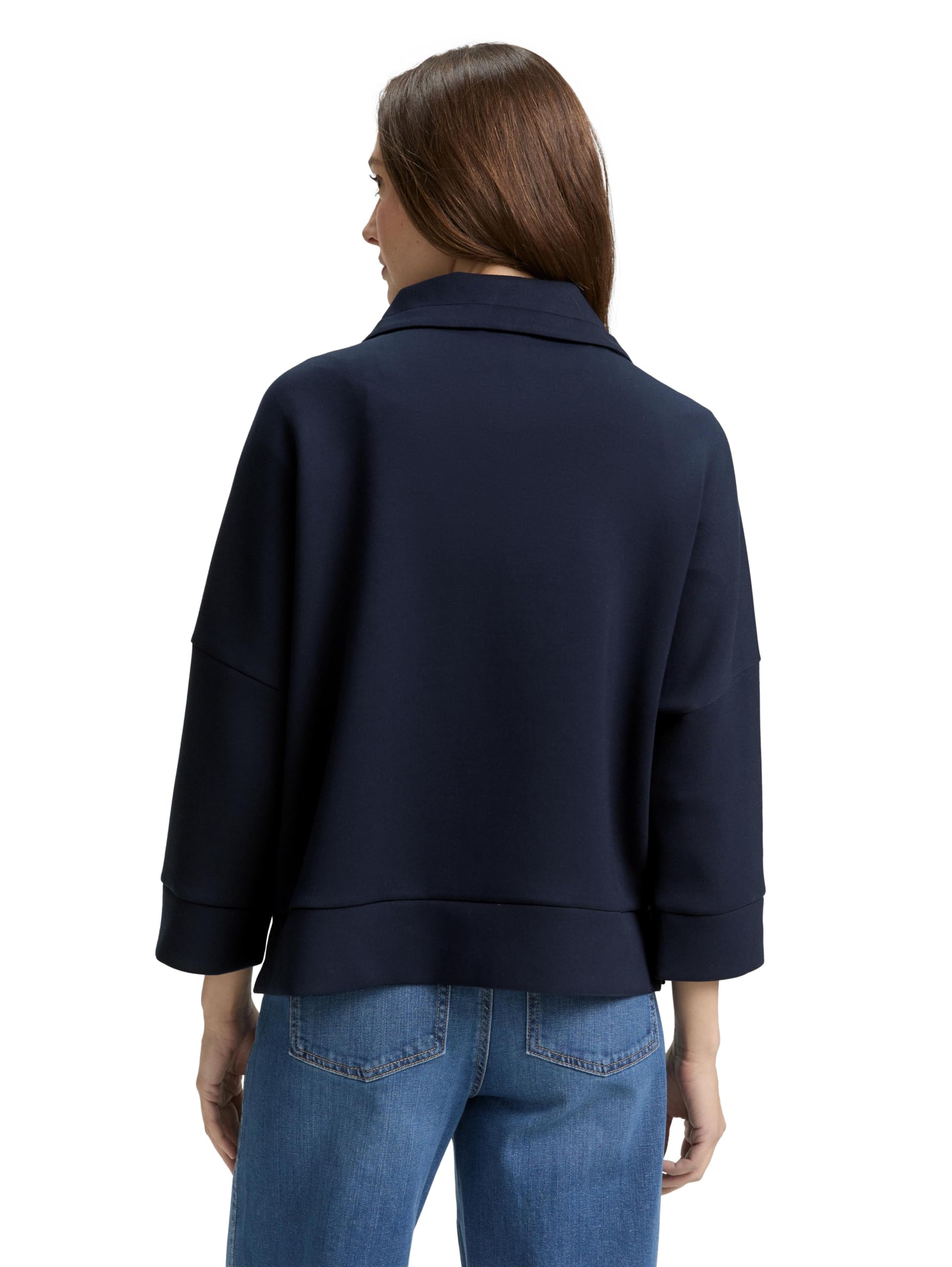 Tom Tailor Damen Boxy Fit Scuba Sweatjacke