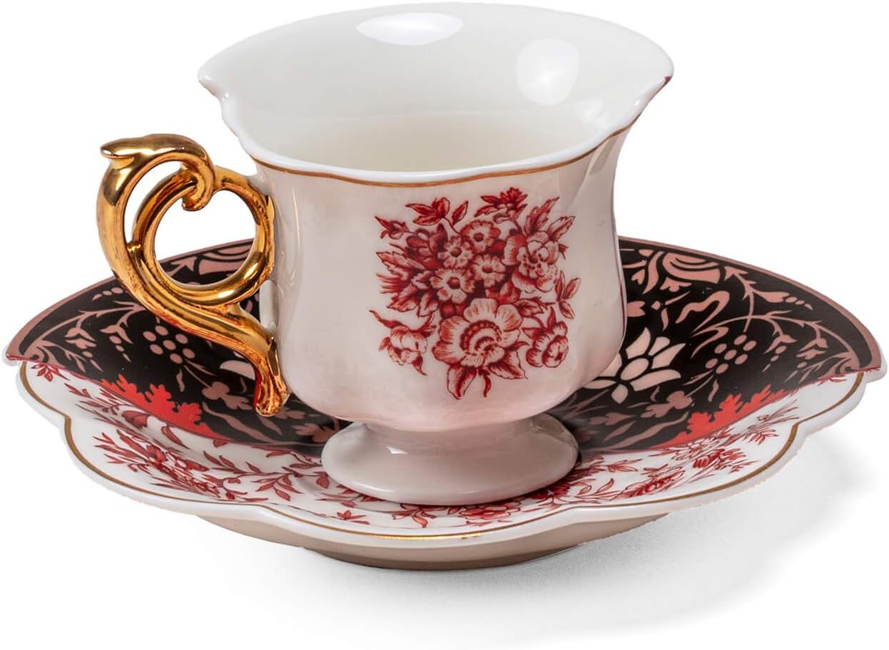 Seletti ティーカップ Hybrid カップソーサー Sagala 商店 セット おしゃれ ハイブリッド 花柄 西洋 東洋 モダン 耐久性 紅茶 受け皿 食器