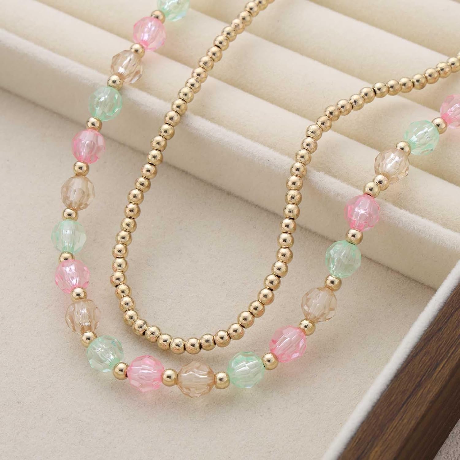 Vintage Layered Seed Bead Choker Necklace Gold Rice Bead Necklace Acrylic Chain Plastic Choker Neckclace Boho Jewelry for Women - Image 4