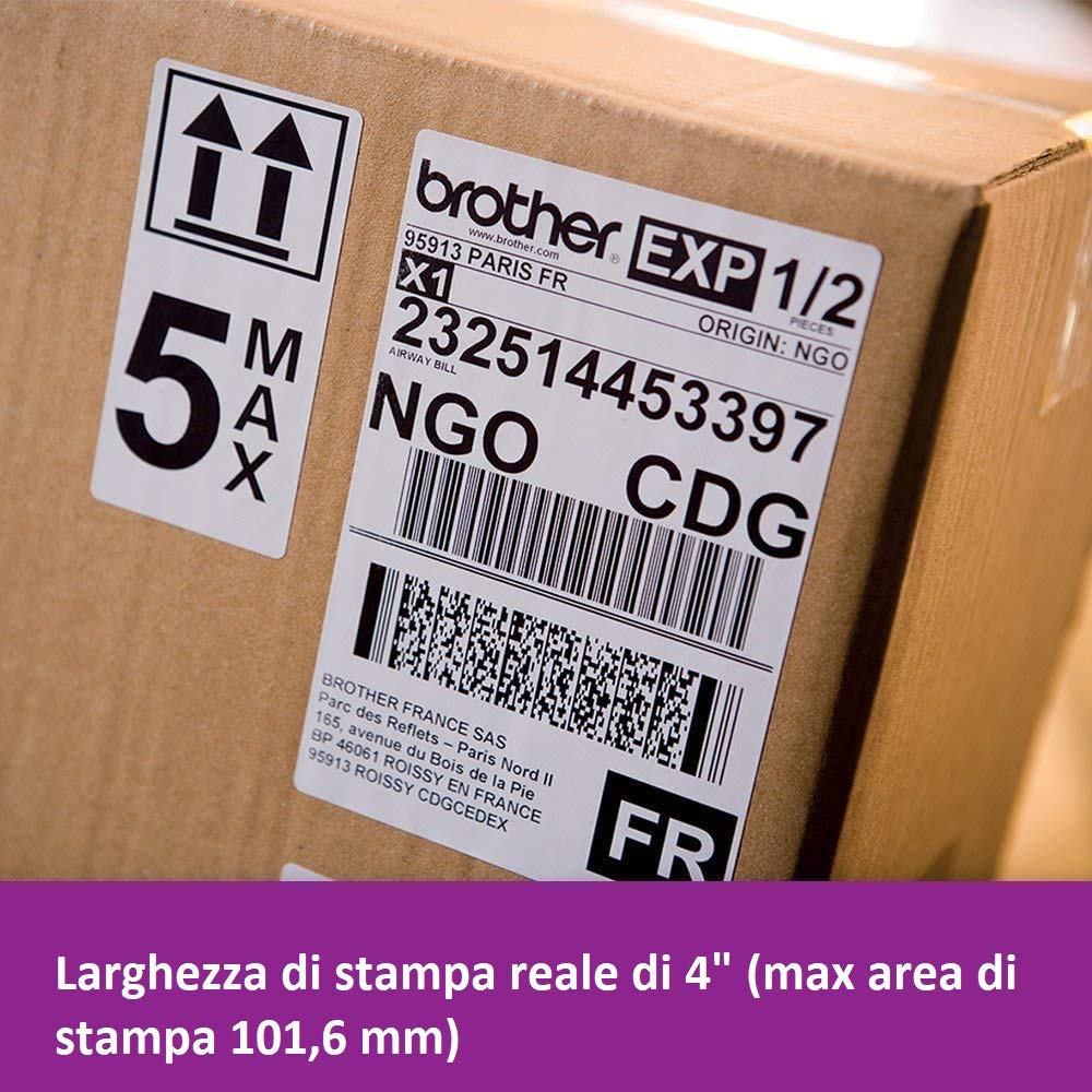 Brother QL1100 Stampante per Etichette Fino a 102 mm di Ampiezza, Collegabile a PC, USB