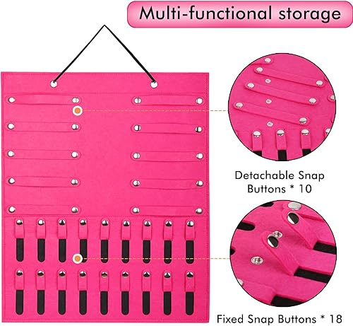 Miniatura 3 de Dofilachy Organizador colgante de joyas Organizador de joyas montado en la pared para aretes collares pulseras anillos C-rojo rosa