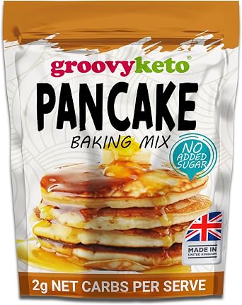 Groovy Keto Pancake & Waffle Mix | Low Carb | Keto Friendly | Sugar Free - Great alternative to Sweet American Style Pancakes - No Added Sugar, Diabetic Friendly, High Protein & Fibre - 240g pouch