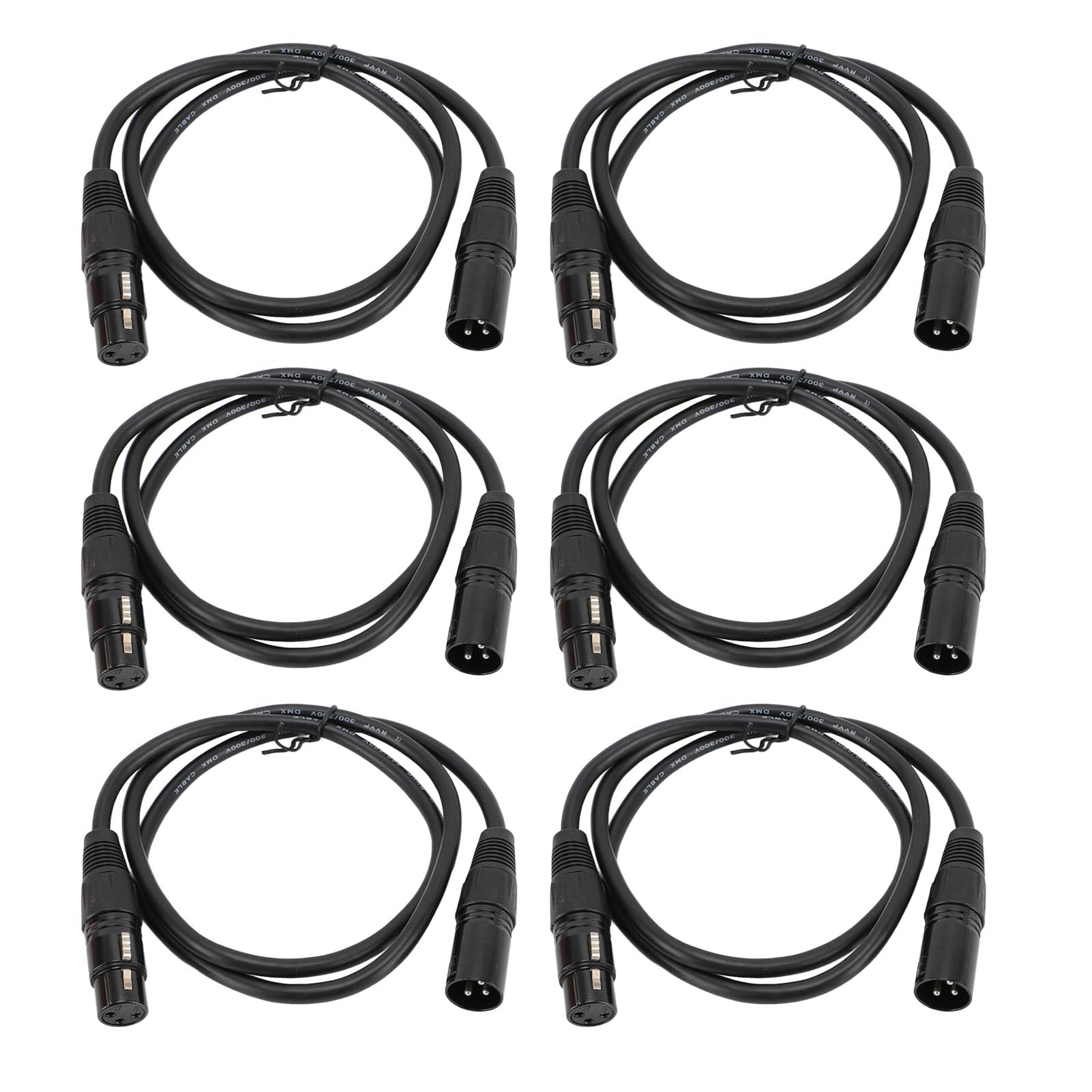 Jiawu XLR Bühnen-Signalkabel, 10 Pack 1m Schwarz