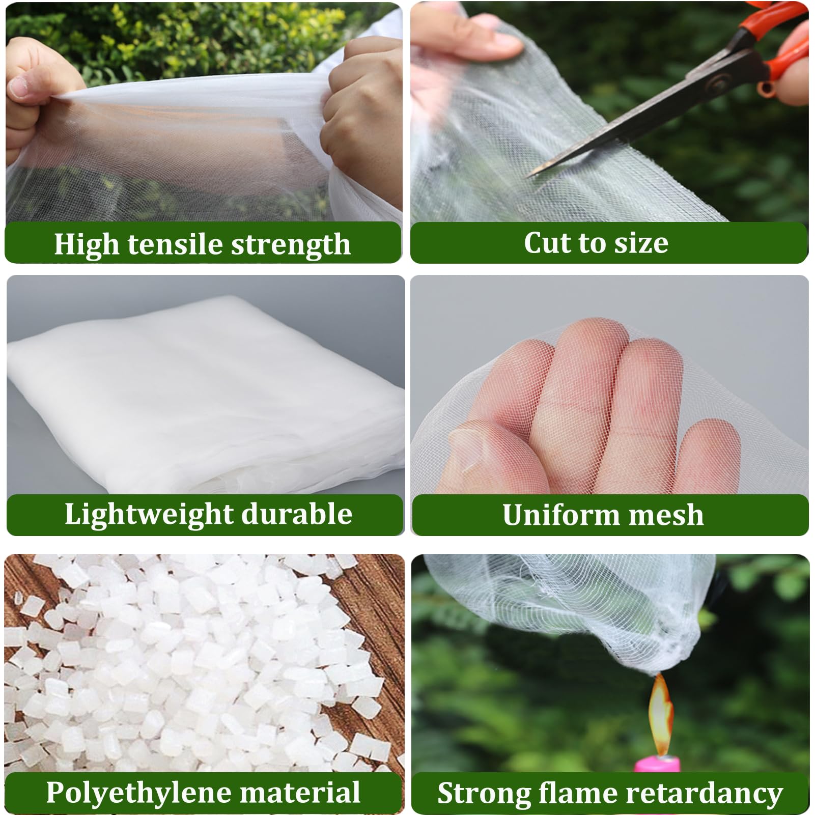 Generico Rete Protettiva Antigrandine Per Giardini, Rete Ombreggiante Maglia Fine 5mm Tessuto A Maglia Anti Insetti, Riutilizzabile Ritagliabile Per Frutta Verdura E Piante,Nero,6x50m