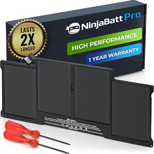 NinjaBatt Batería A1466 para Apple MacBook Air de 13 pulgadas [2010 2011 2012 2013 2014 2015 2017 años] A1369 A1405 A1377 | 661-7474 661-4570 - Alto