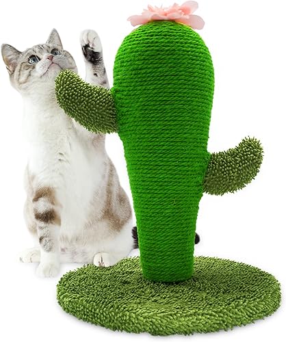 AUSCAT Poste rascador para gatos, lindo poste rascador de cactus, rascador de sisal natural para gatos y gatitos de interior