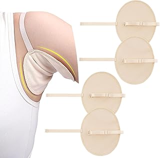 2 Pairs Armpit Sweat Pads Reusable Underarm Sweat Pads Arm Pit Sweat Guards Underarm Pads with Shoulder Strap Reusable Underarm Sweat Pads for Women Men,Comfortable and Breathable (Nude)