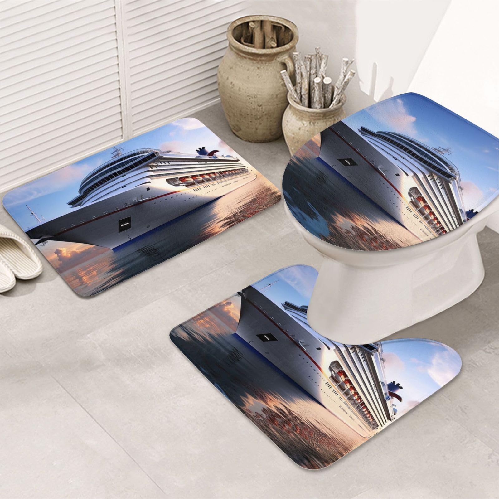 Tapis de salle de bain Cruise Ships antidérapant et ultra absorbant