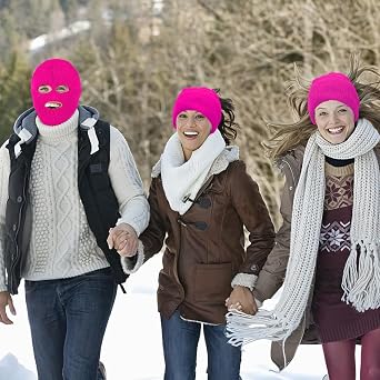 3 Hole Ski Mask, Knitted Balaclava Face Mask, Winter Full Face Mask Cover for Winter Outdoor Sports