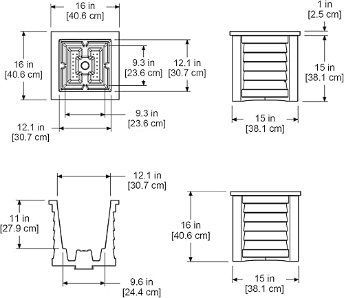 Miniatura 7 de Mayne 5866-B Lakeland - Maceta cuadrada para patio, 16 x 16 pulgadas, color negro