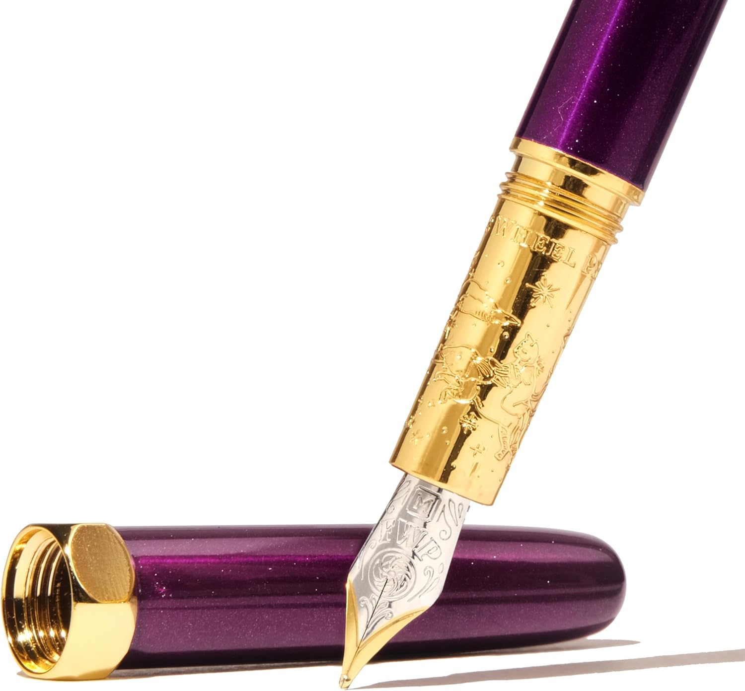 Ferris Wheel Press, Bijou Fountain Pen, Whispers of Twilight, Double Gold Plated, Sapphire Lacquer Finish, Two-Tone Steel Nib, Medium