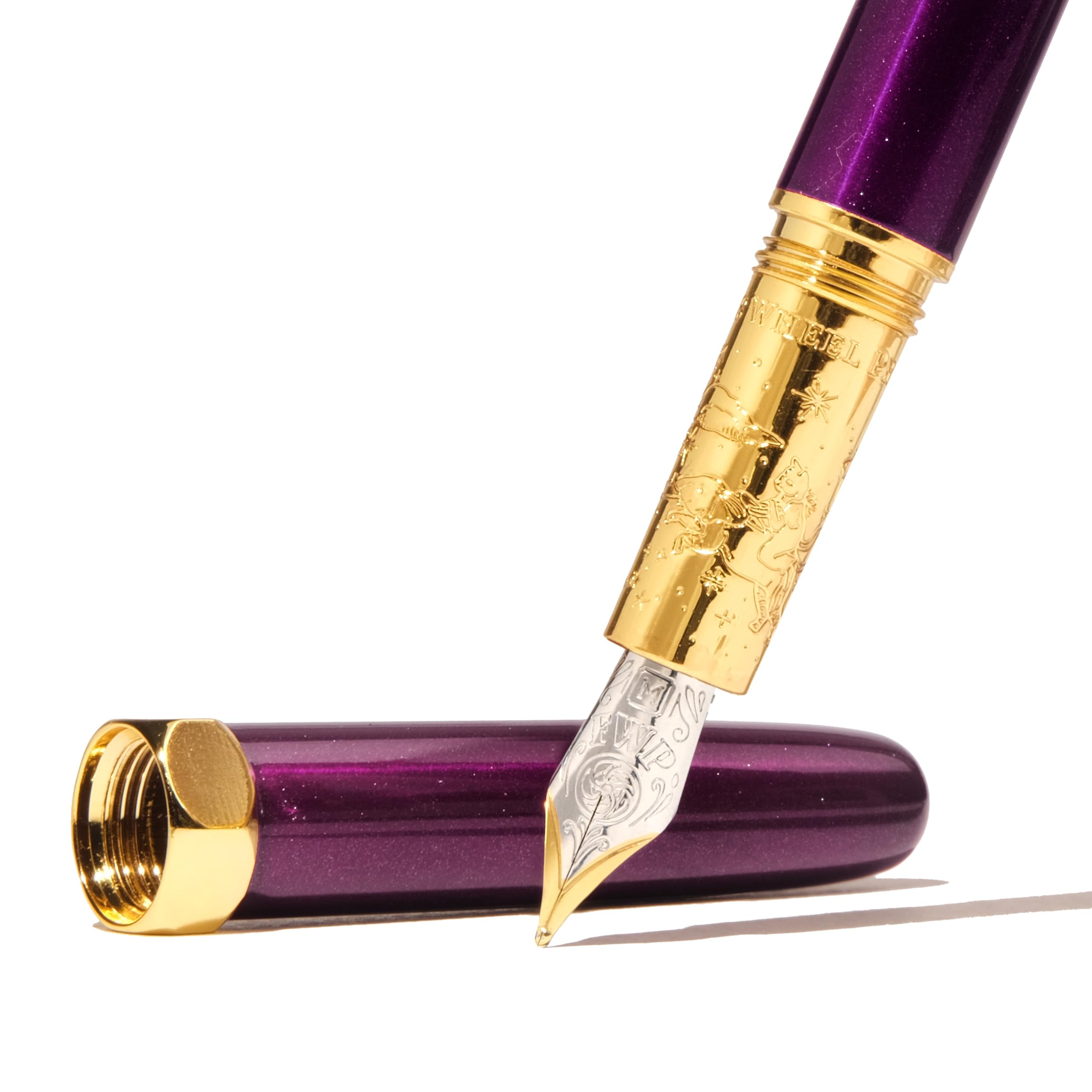 Ferris Wheel Press, Bijou Fountain Pen, Whispers of Twilight, Double Gold Plated, Sapphire Lacquer Finish, Two-Tone Steel Nib, Fine