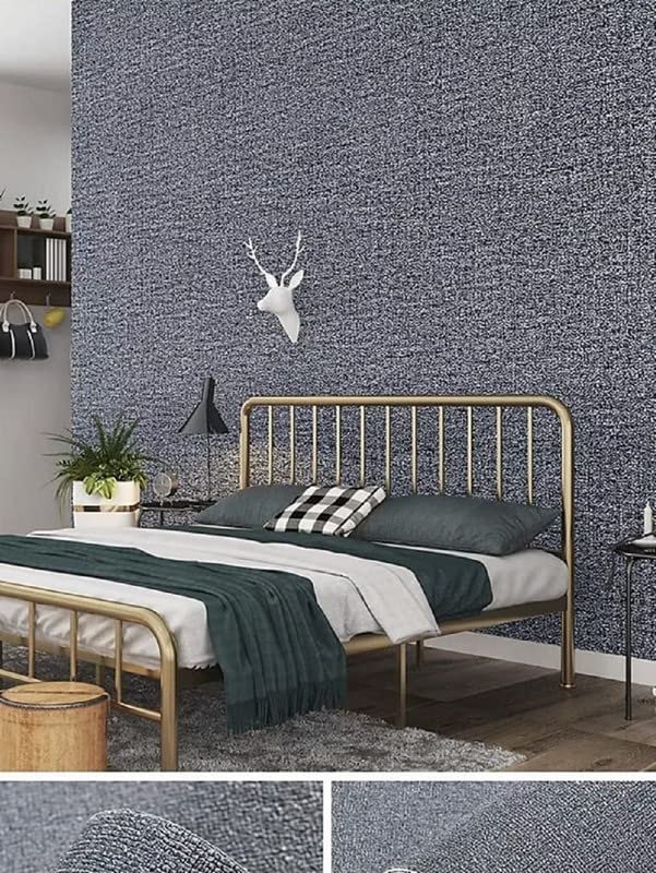 Image of Linen Wallpaper for Walls Sticker Roll (6 Pcs) I 3D Foam Wallpaper for Full Wall, Wood Furniture I Fabric Textured, Waterproof, Large (Dark Grey; 6 Pieces of 3 Meter X 0.7 Meter Each)