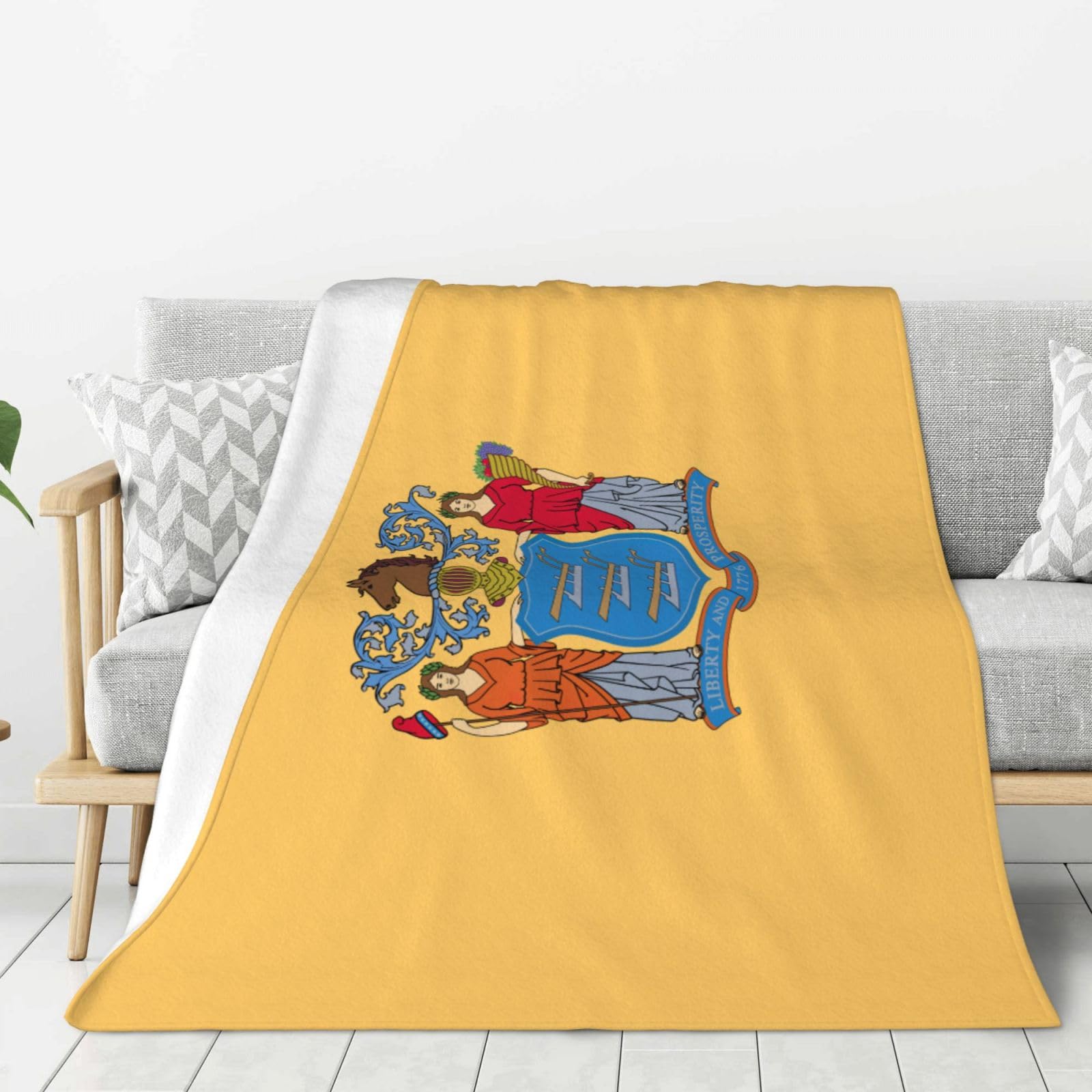 Couverture premium chaude et douce motif drapeau New Jersey finitions haut de gamme
