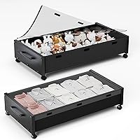 Vista 16 de Almacenamiento debajo de la cama con ruedas, cajones de almacenamiento rodantes debajo de la cama, almacenamiento de madera debajo de la cama