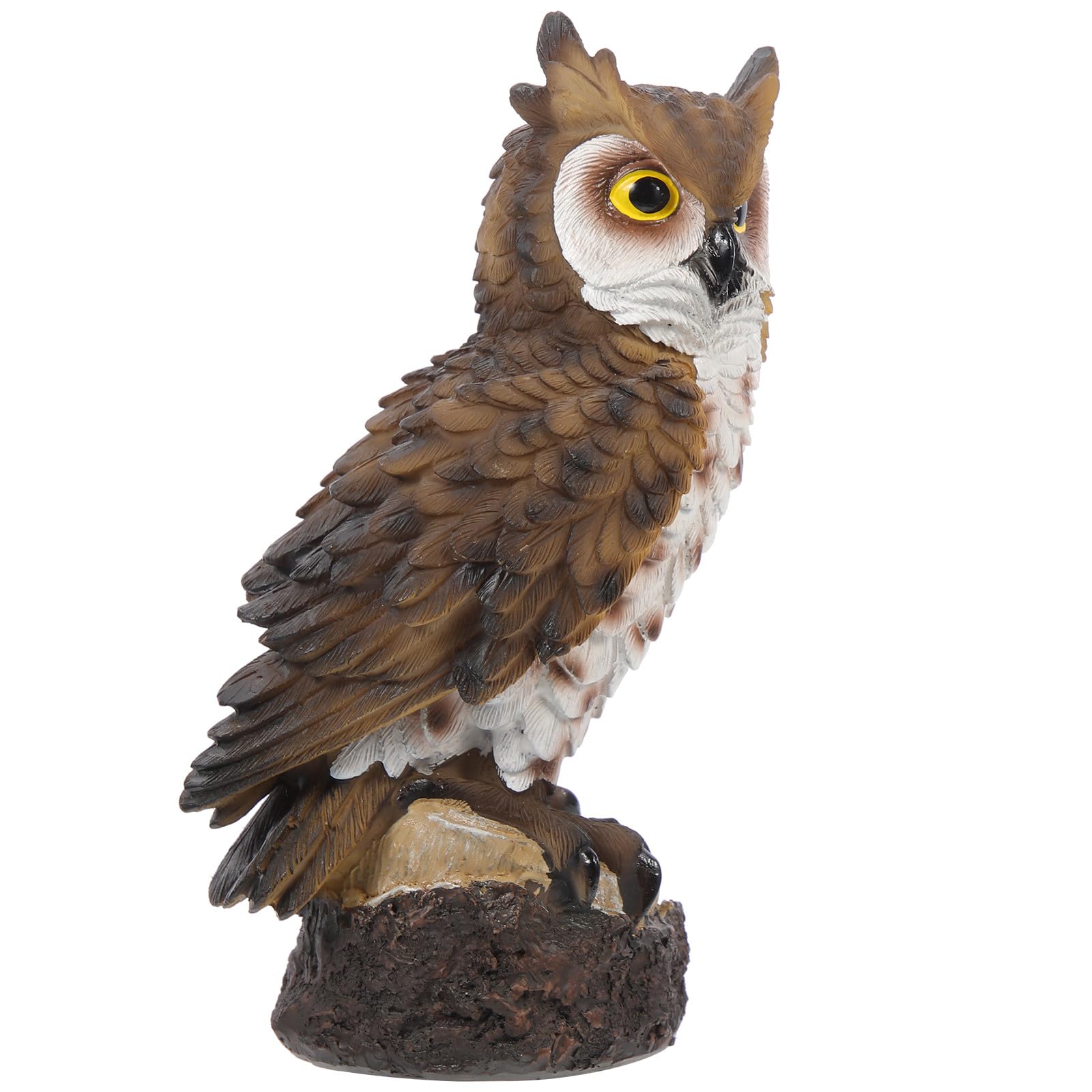 Hibou en résine marron Abaodam statue de jardin miniature pour pot de fleurs