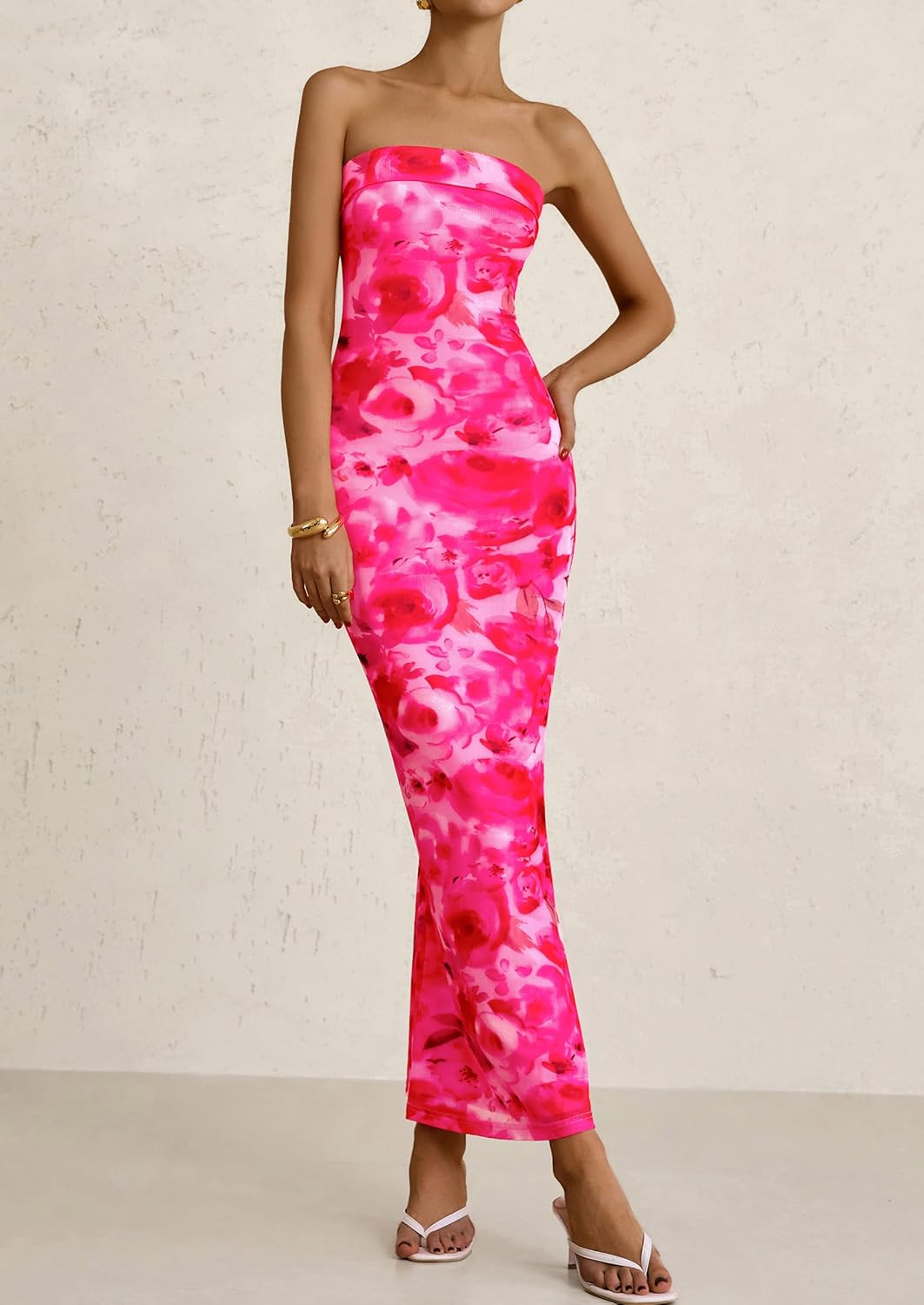 PRETTYGARDEN Womens Summer Printed Tube Maxi Dress Strapless Bodycon Sleeveless Long Beach Vacation Dresses - Image 5