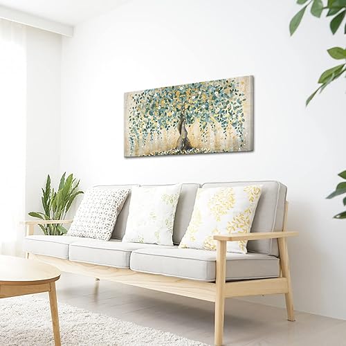 Miniatura 4 de KREATIVE ARTS Arte de pared de árbol grande, impresión en lienzo de naturaleza, pintura pintada sobre lienzo, imagen moderna para decoración de sala