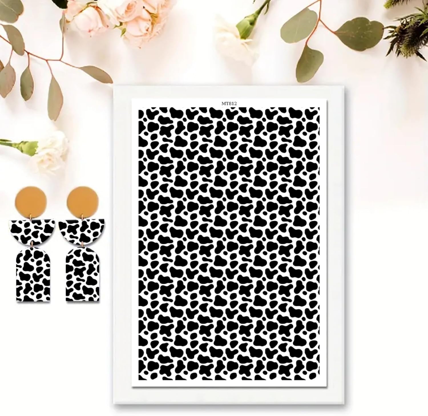 Briartw 10 Sheets Polymer Clay Transfer Paper - Per Sheet 5.82 x 3.93 inch Water-Soluble Transfer Sheets for DIY Clay Jewelry Making Disposable Stickers -Black and White Leopard Print