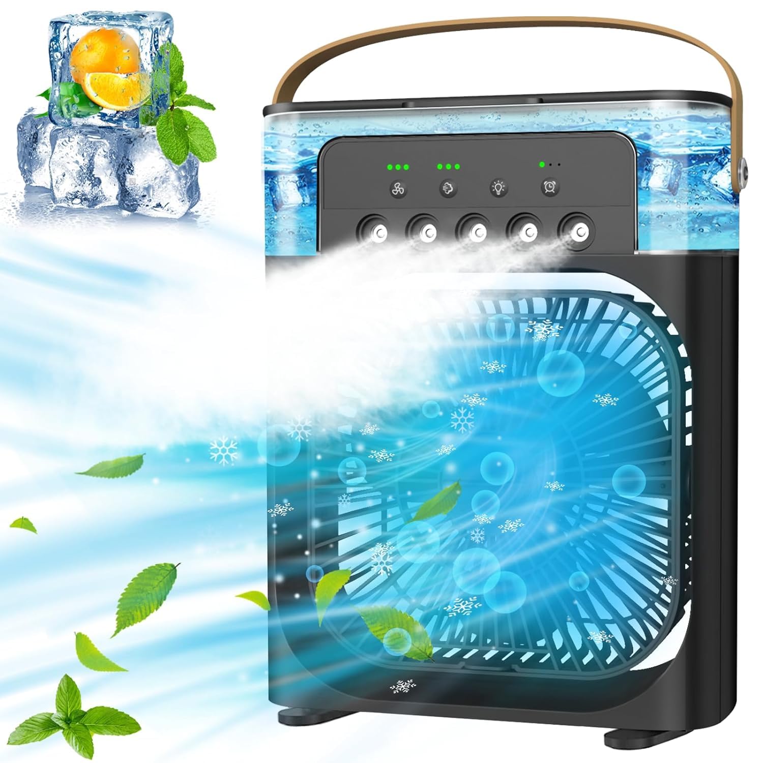 TMY Mini Cooler for Room Cooling AC Portable Mini Fan Artic Cooler with 7 Colors LED Light, 1/2/3 H Timer, 3 Wind Speeds and 3 Spray Modes for Office,Home,Dorm,Travel, T5-image-29