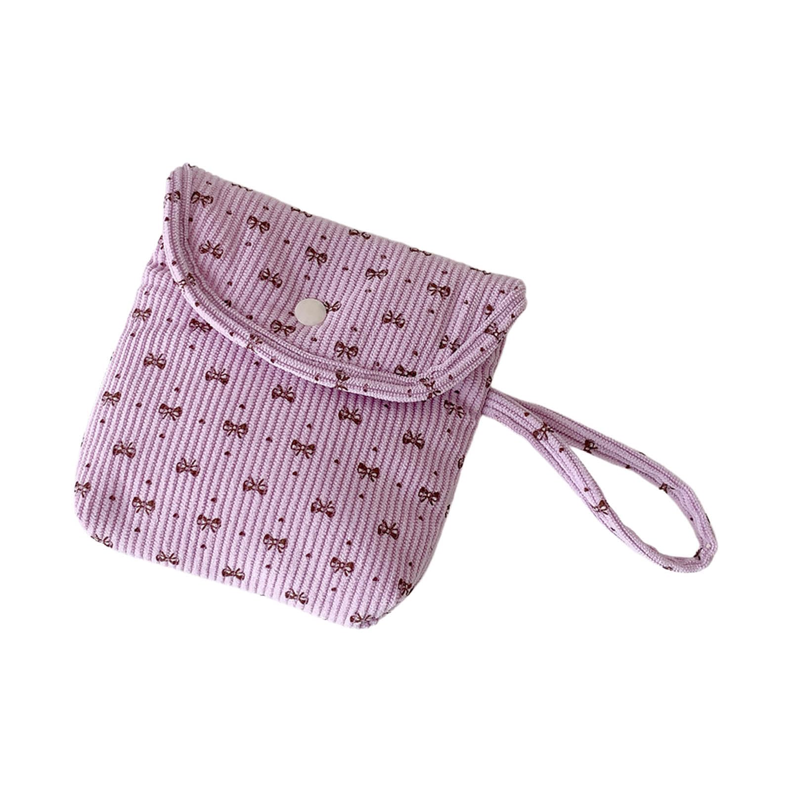 Hsyzygian Stylish Corduroy Sanitary Napkin Holder Portable Cosmetic Storage Bag Feminine Product Holder for Women Travel Cosmetic Case