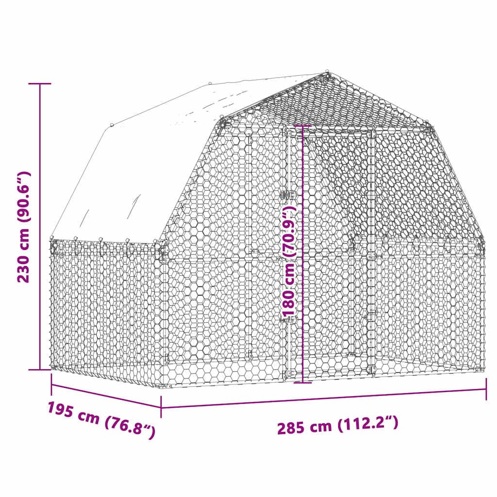 Gabbia per Cani da Esterno Metallo 285x195x230 cm 2 Ante con Tetto