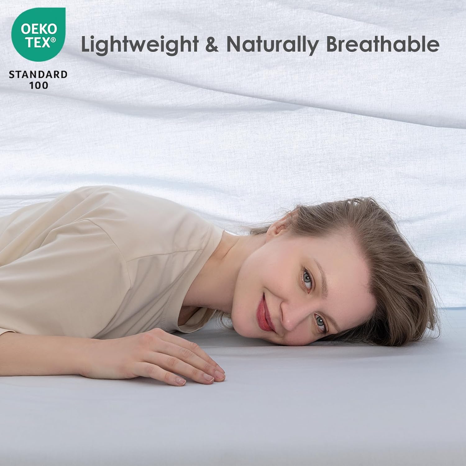 Yibeizi Light Blue 100% Washed Cotton Linen Like Duvet Cover Set Queen Size, 3 Pieces, 1 Duvet Cover 90x90 Inches and 2 Pillow Shams, Soft Breathable Comforter Covers Zipper Closure - Image 3