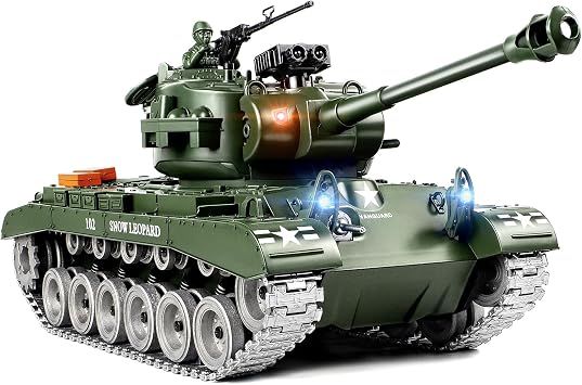 Supdex 118 RC Tank That Shoot BBS, 2.4G Metal US M26 Pershing Remote Control Model Toys, Army Tank Toy with Smoke, Lights, Sound and Recoil,Military RC Vehicle for Adults and Kids 6+Year Old