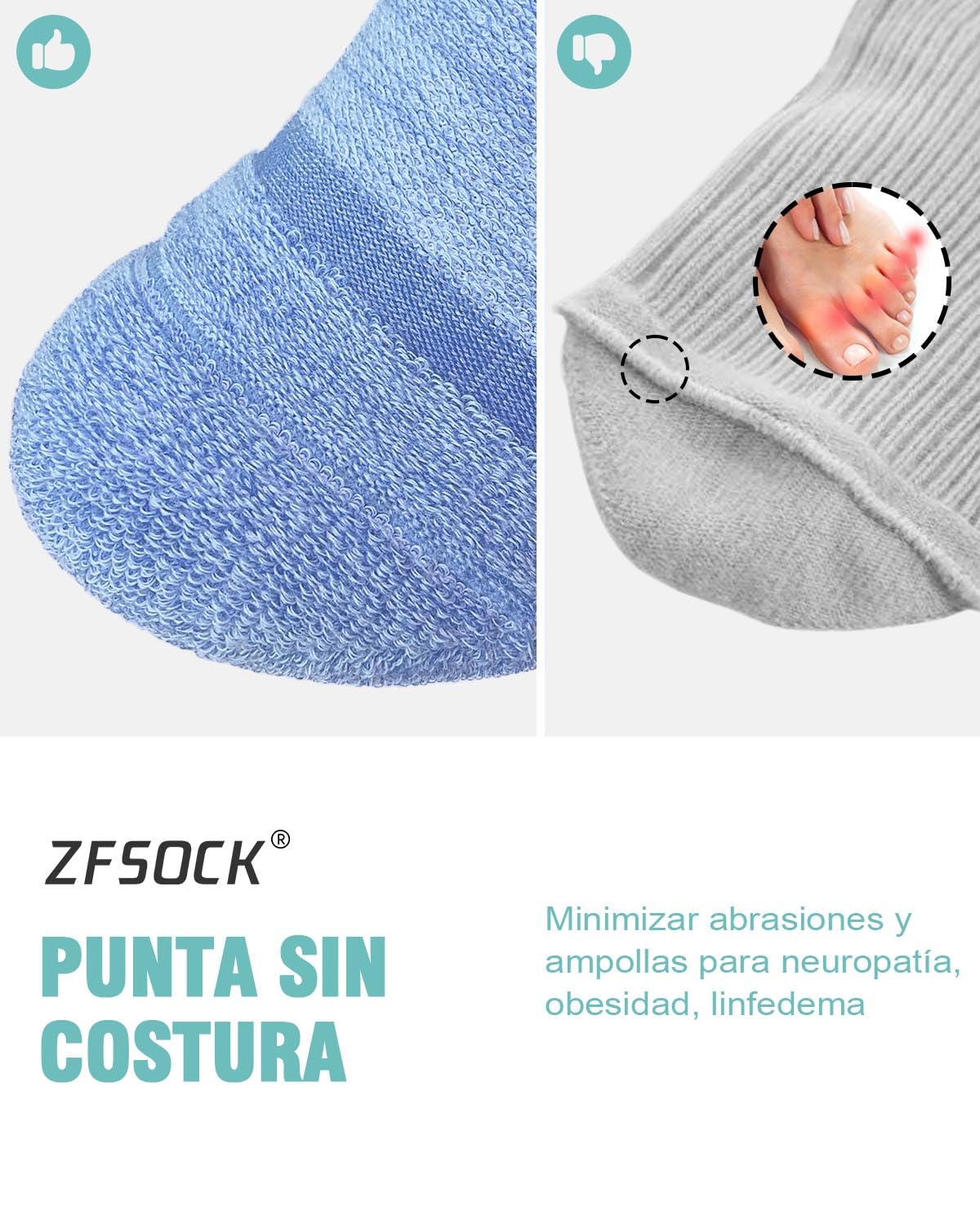 Calcetines Diabeticos Hombre Mujer: Calcetines Bambu Sin Costuras Sin Goma Extra Anchos No Aprietan para Pies Hinchados