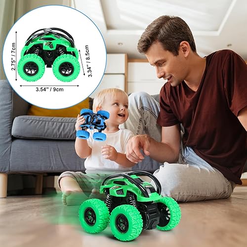 Miniatura 7 de Paquete de 2 juguetes de automóvil para niños de 3, 4, 5, 6 años, juguetes de empuje y marcha para niños pequeños de 3 a 6 años, camiones monstruos,
