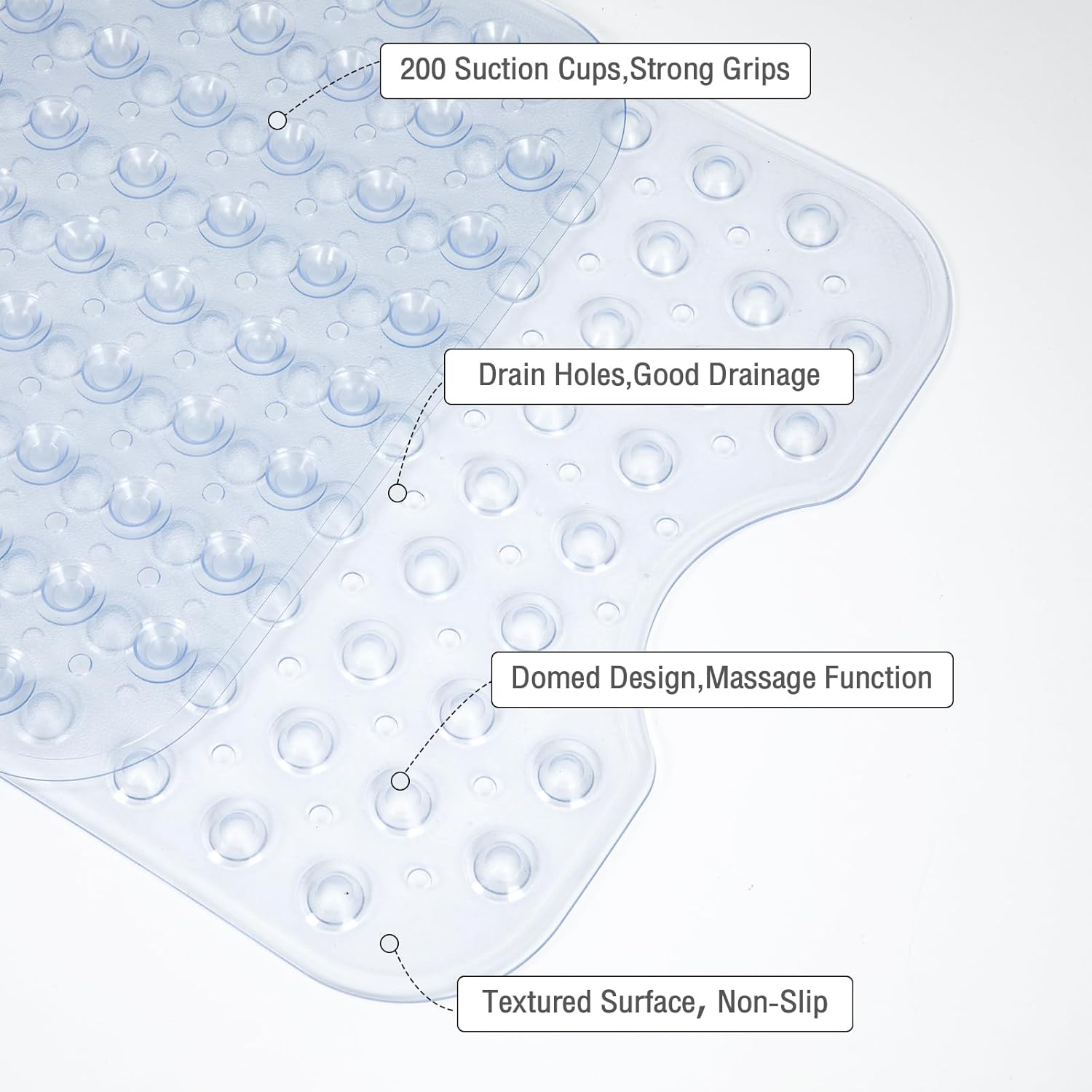 Clear Bathtub Mat and White Shower Mat