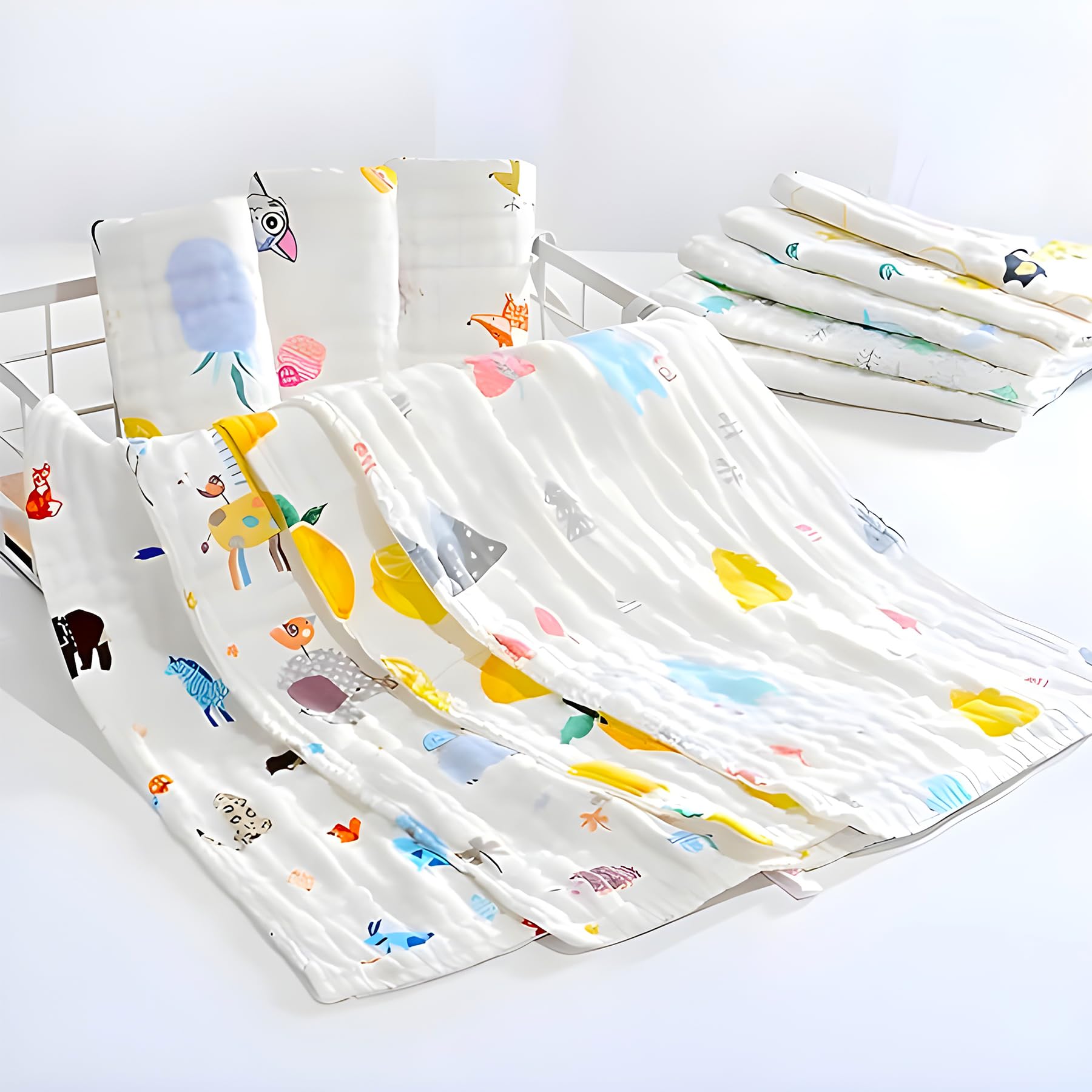Koochie-Koo Muslin Baby Towels Newborn 500 GSM 50x25cm 6-Layer Set of 3 - Baby Towel for Toddlers & Infants, Versatile Baby Bath Towel, Burp Cloth, Face Towel-picture-25