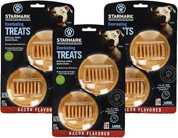 StarMark 3 Pack Star Mark Everlasting Bacon Dog Dental Chews, Large