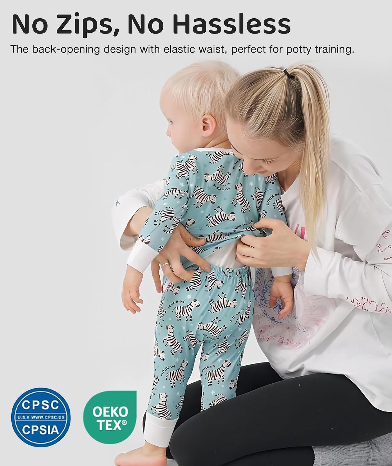 Bamboo Viscose Baby and Toddler Pajamas 6M-4T, One-Piece Long Sleeve No-Zip Coverall Jumpsuit