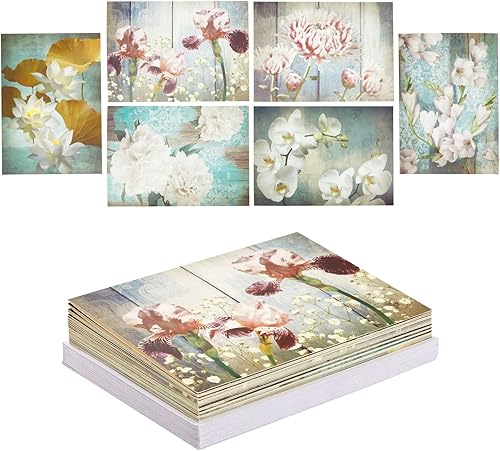 Tarjetas de condolencias florales con sobres para funeral, memorial, condolencia, 6 diseños (5 x 7 pulgadas, 24 unidades)