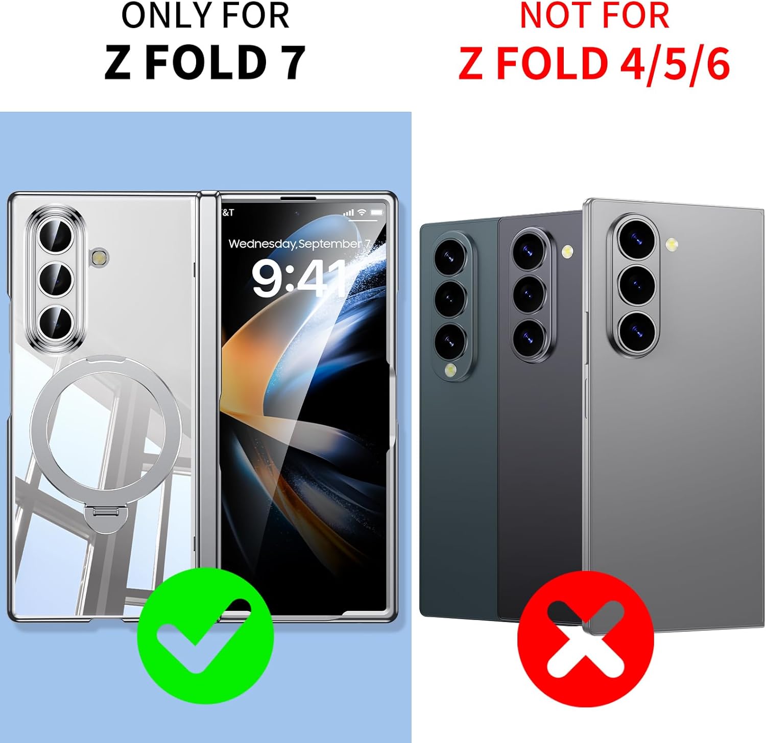 Magnetic for Samsung Galaxy Z Fold 7 Case Clear [Hinge Protection] Built-in [ Privacy Screen Protector] [Fit for MagSafe] Zfold 7 Case with Kickstand & Ring Holder Silver