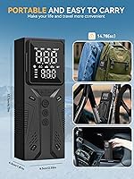 Vista 6 de AIRSURE Inflador de neumáticos, compresor de aire portátil, bomba de aire inalámbrica de alta velocidad de 150 PSI para neumáticos de automóvil