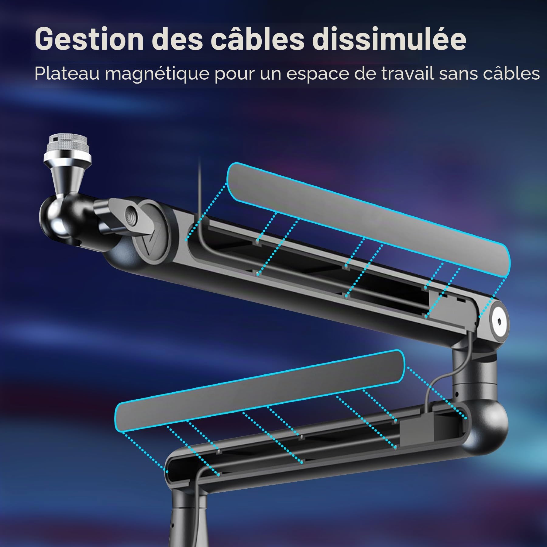 THRONMAX S7 TUNE Bras de Microphone à Profil Bas, Support de Micro à Rotation 360° pour Streaming, Podcast et Jeux, Compatible avec Blue Yeti, HyperX