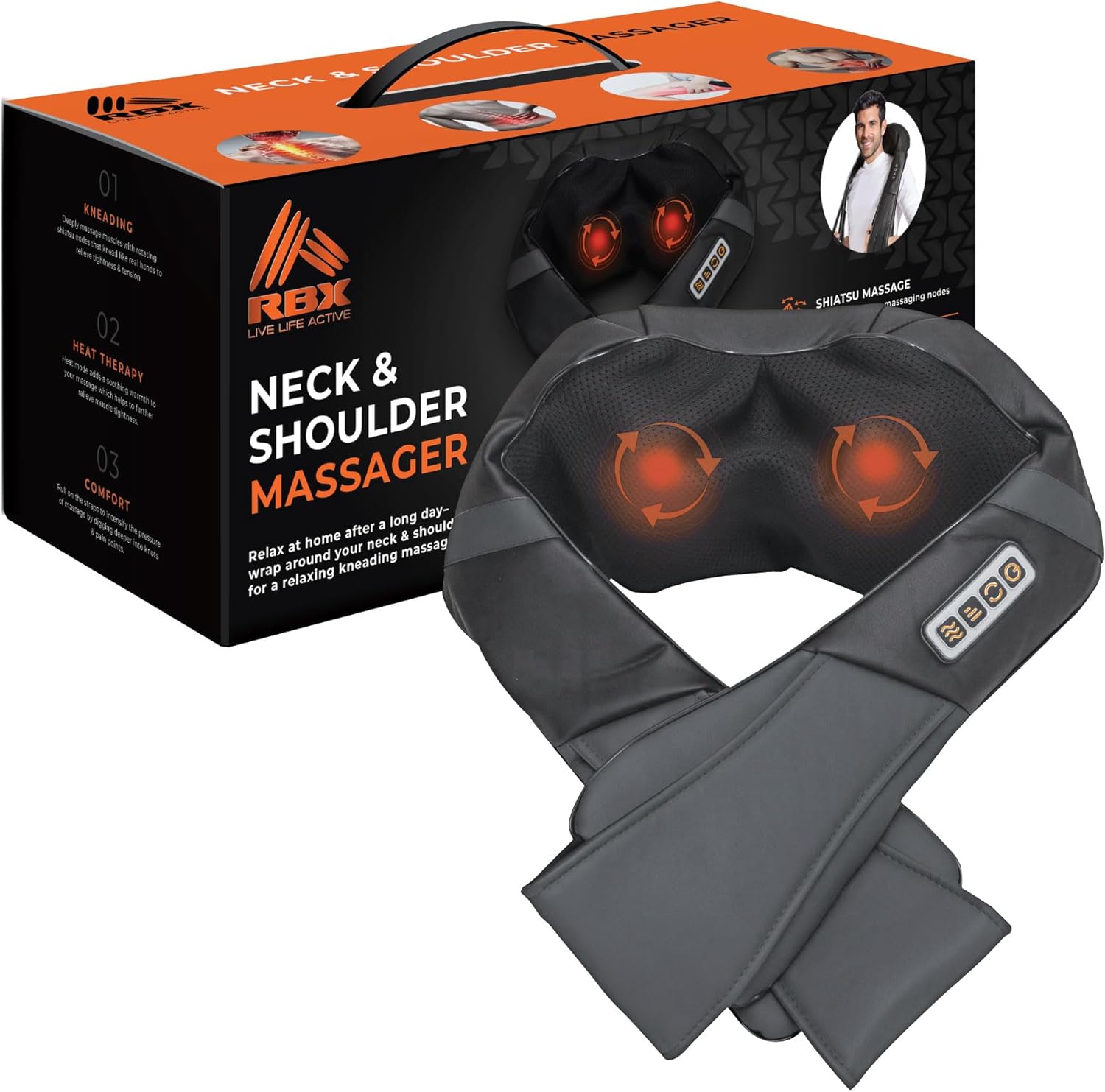 RBX Neck and Back Massager with Heat Deep Tissue Neck