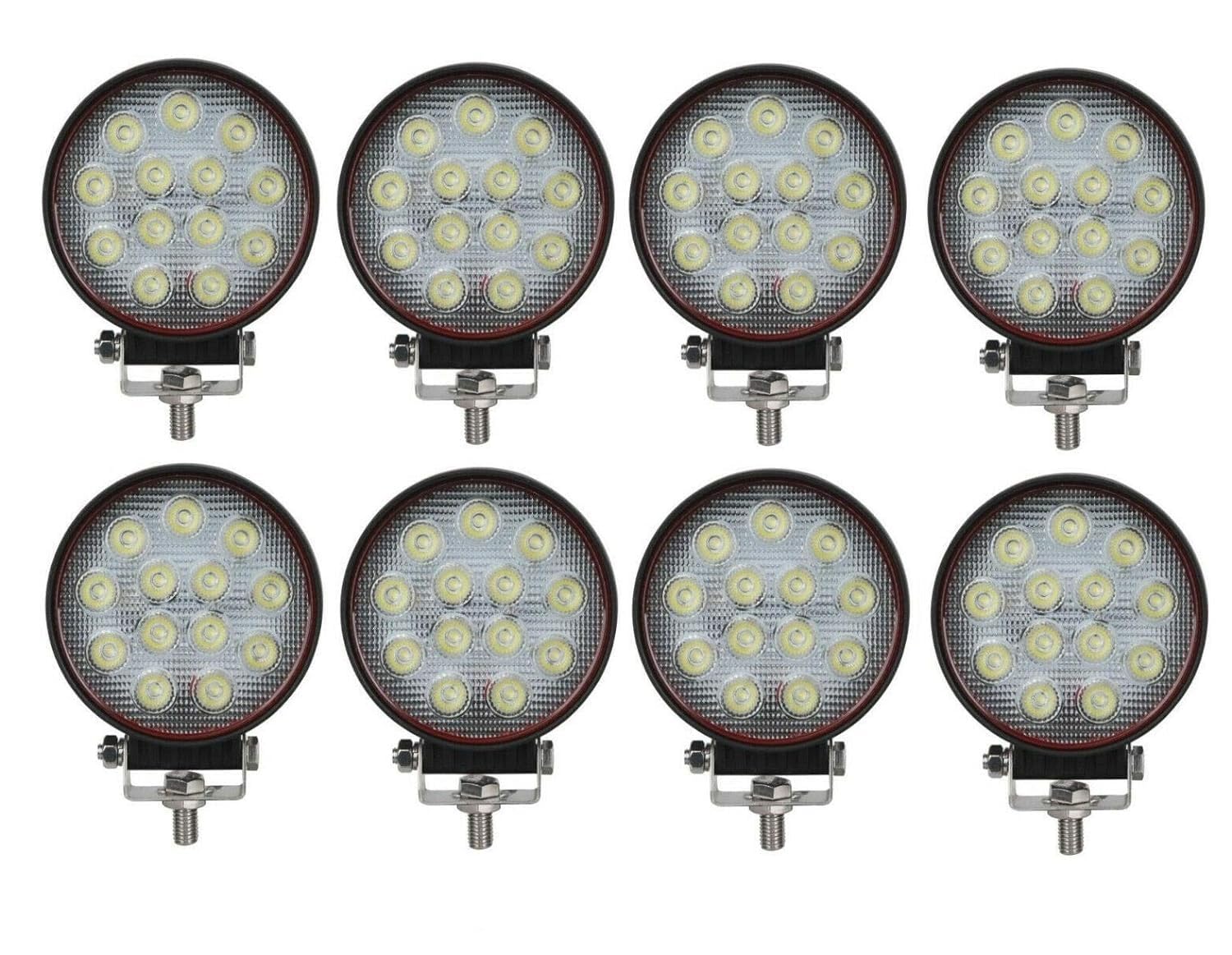 flexzon 8 x 45 W PRO Runde LED-Arbeitsleuchten, Flutlicht, Bagger, Traktor, Bagger