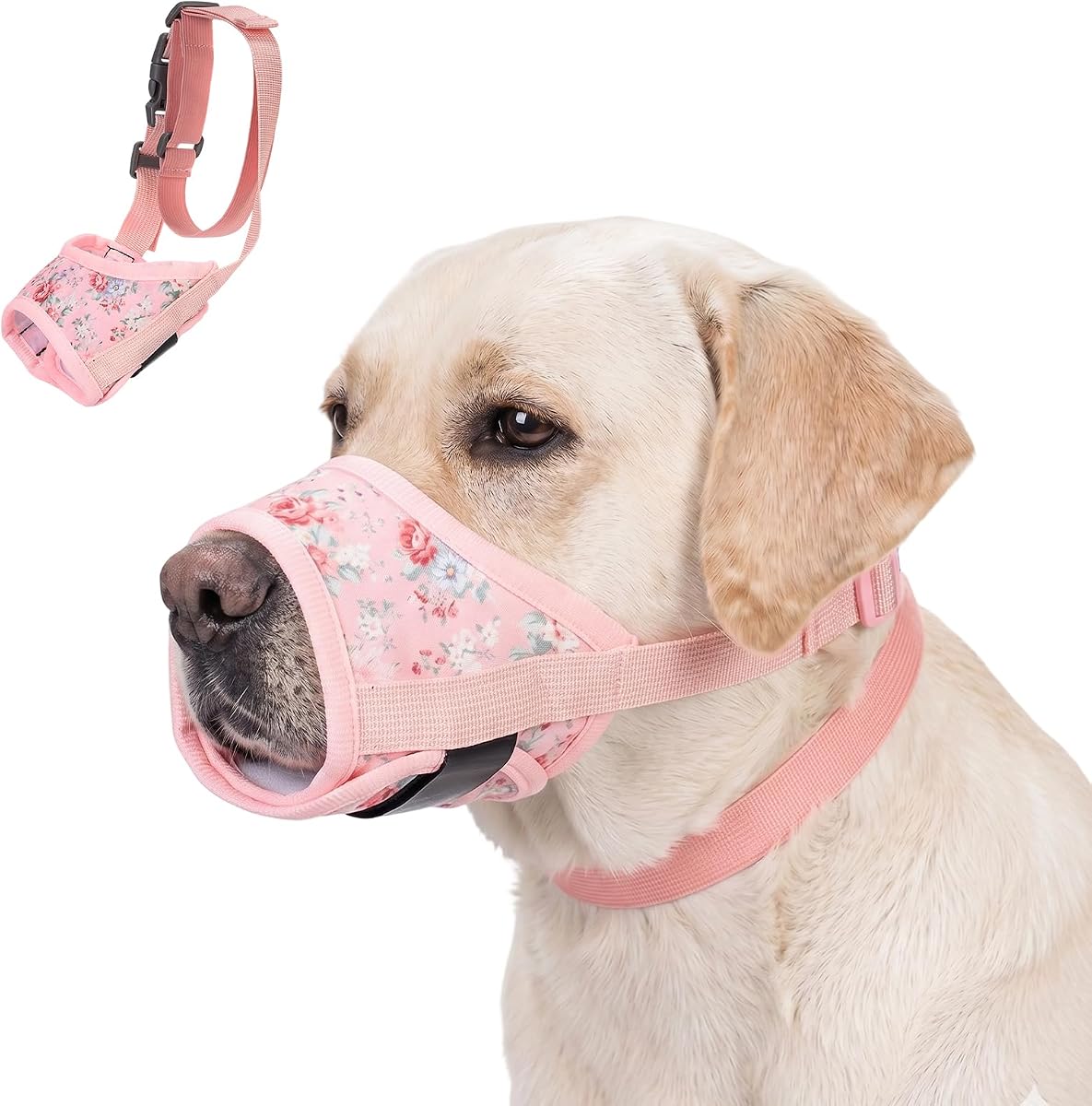 Bozal para Perros, Bozal para Cachorros De Malla Suave Estampada para Entrenamiento De Aseo | Bozal para mascotas ajustable y transpirable con cuello a prueba de escape, evita morder, masticar y ladrar, permite beber jadeo