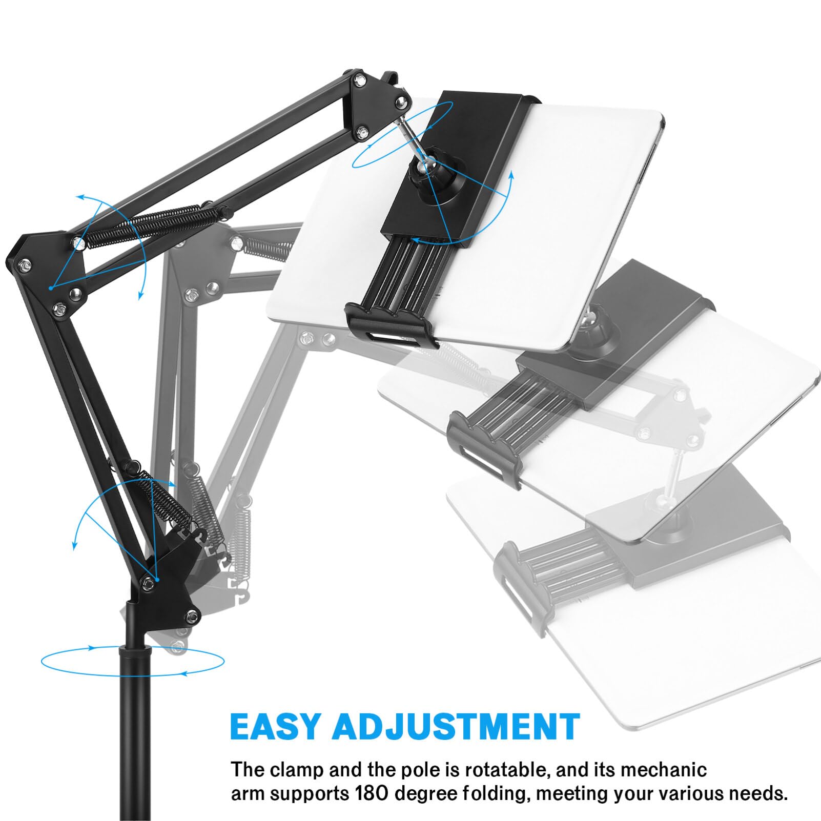 jojofuny Soporte De Piso para Tableta Altura Ajustable Soporte para Tableta Soporte para Teléfono Soporte De Cama Superior Soporte para Teléfono Móvil Brazo Estirable Compatible con